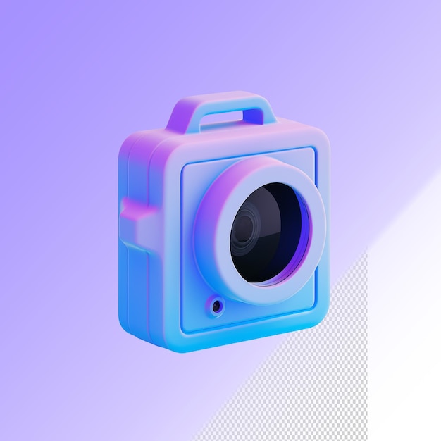 Een camera met een blauwe lens die een lens erop heeft