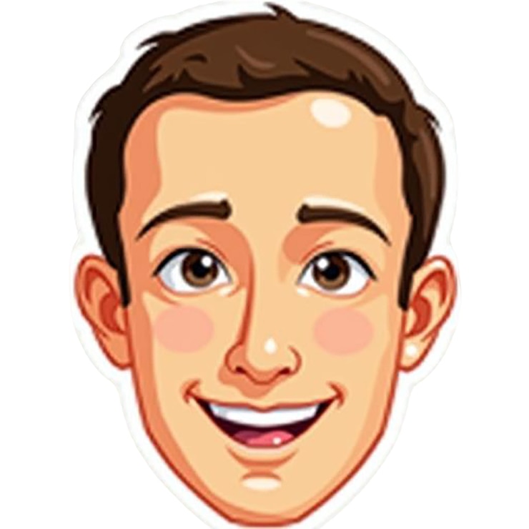 PSD een cartoon afbeelding van een man met een glimlachend gezicht