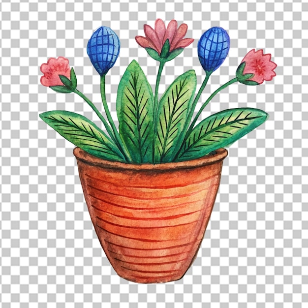 Een cartoon bloem in een pot