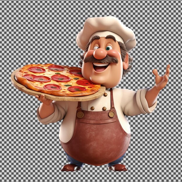 PSD een cartoon personage met een pizza op zijn bord