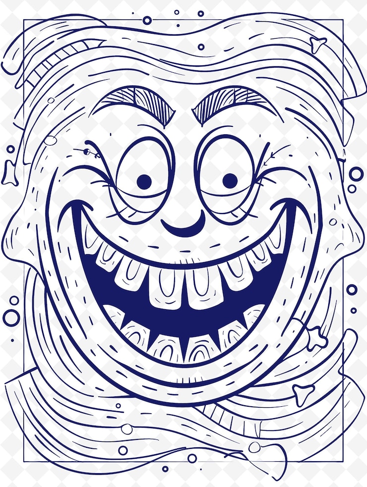 PSD een cartoon tekening van een glimlachend gezicht met een grote glimlach