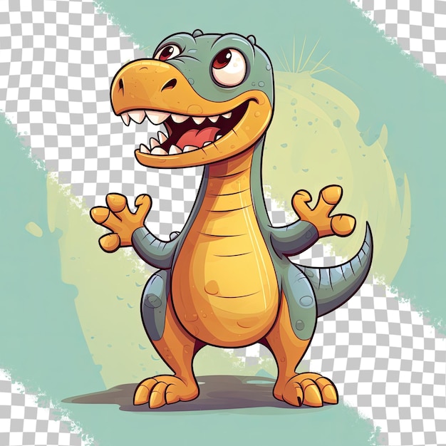 PSD een cartoon van een dinosaurus met een mond open.