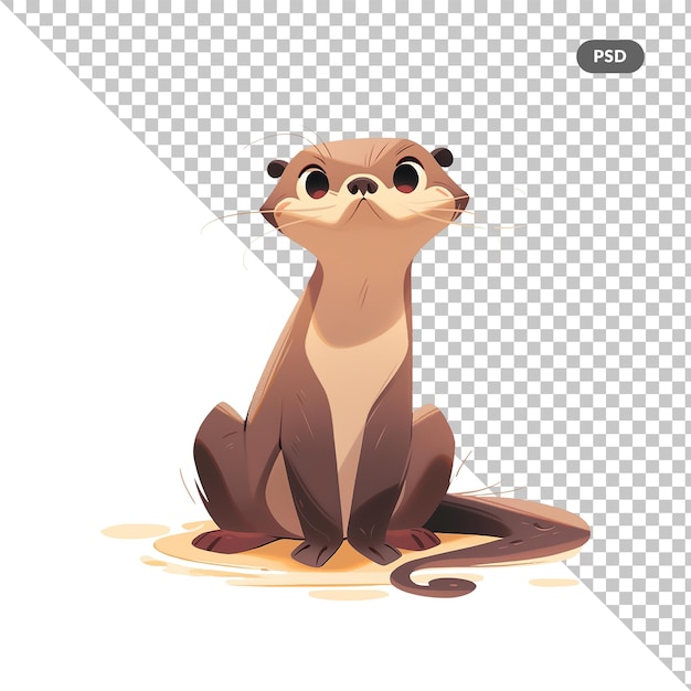 PSD een cartoon van een otter met een afbeelding van een bever.