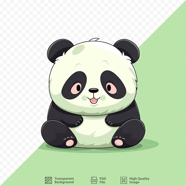 PSD een cartoon van een pandabeer zittend op een groene achtergrond met een groene achtergrond.