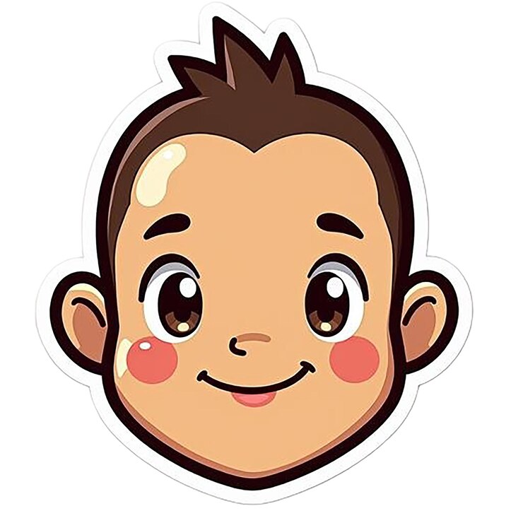 PSD een cartoonbeeld van een jongen met rode wangen en een witte achtergrond