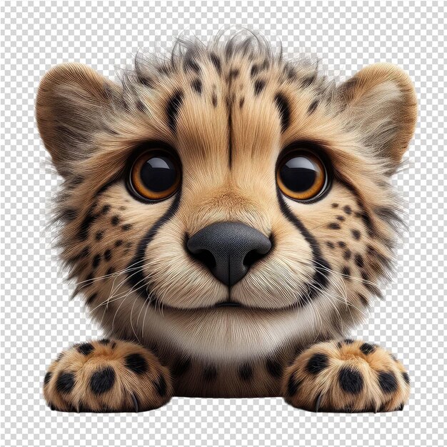 PSD een cheetah is op een vel papier en wordt getoond op een doorzichtige achtergrond