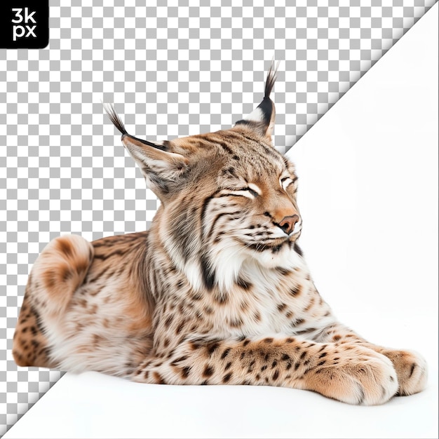 PSD een cheetah ligt op een wit oppervlak met een zwarte achtergrond