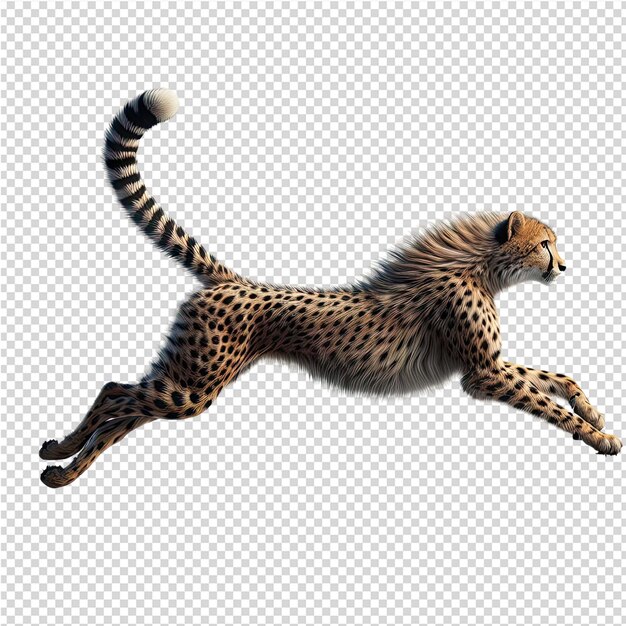 Een cheetah loopt op een transparante achtergrond