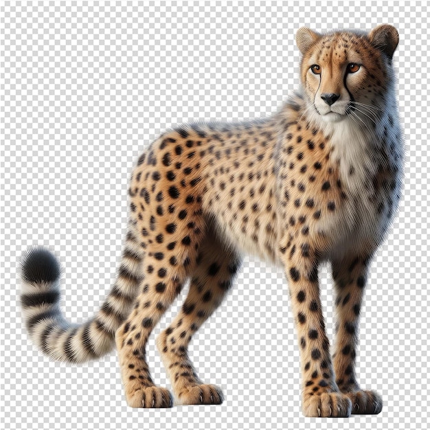 PSD een cheetah staat op een witte achtergrond
