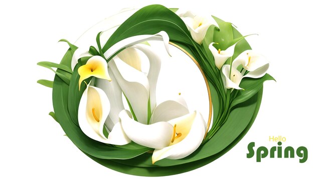 een cirkel frame met calla lily voor de lente uitnodiging kaart