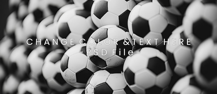 PSD een close-up van talrijke zwart-witte voetbalballen gestapeld
