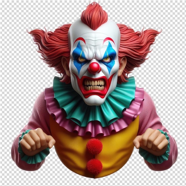 PSD een clown met een rood shirt en een blauw en paars clown gezicht