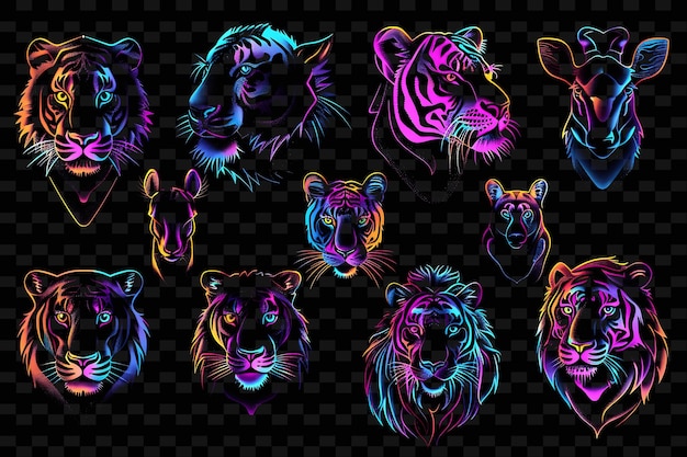 PSD een collage van wilde dieren op een zwarte achtergrond