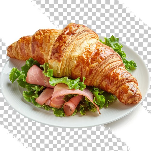 PSD een croissant en een croissant op een bord met een croissant erop