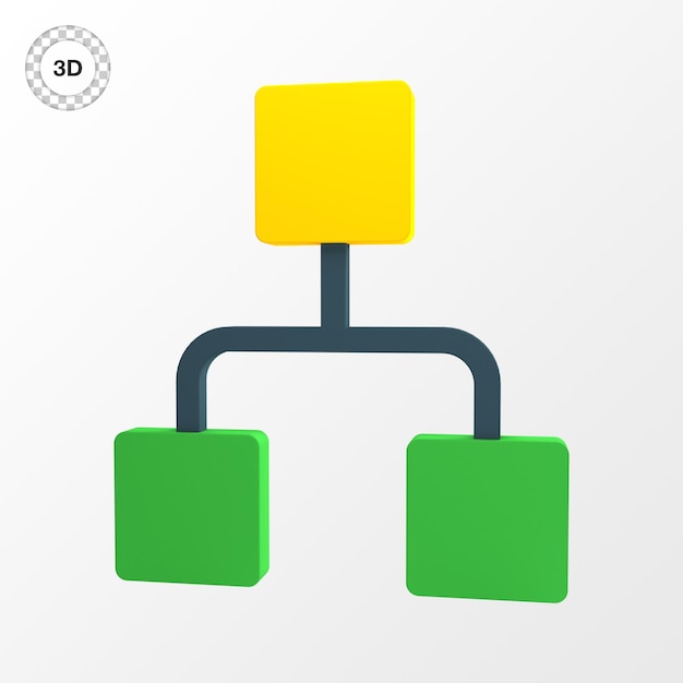 PSD een diagram van een computerscherm met het woord 3d erop.