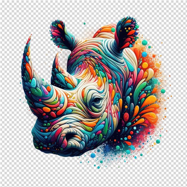 PSD een digitale kunst van een neushoorn met een kleurrijke achtergrond