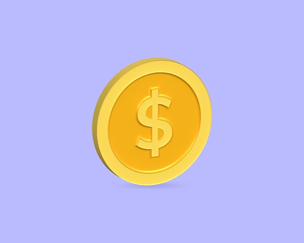Een dollarmuntstuk op het purpere achtergrond 3d illustratie teruggeven