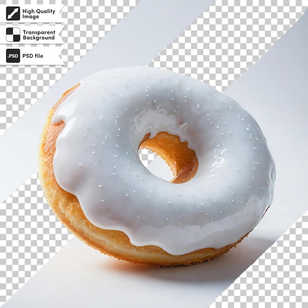 PSD een donut met een witte glazuur die zegt donut