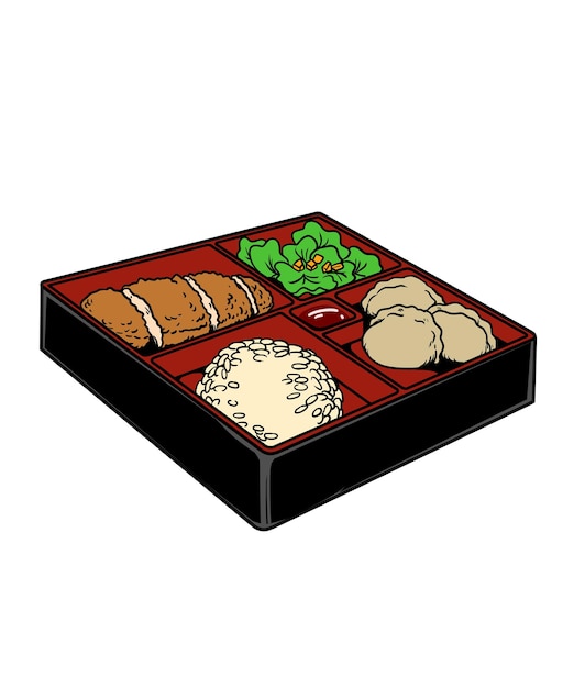 Een doos met eten met het woord lunch erop.