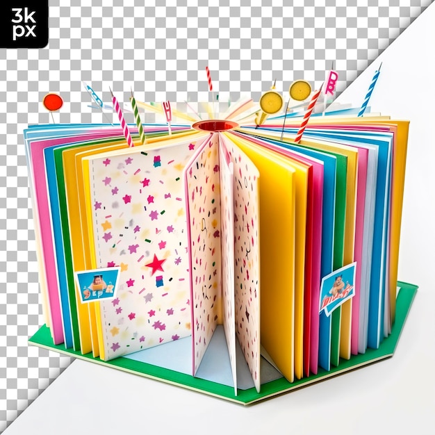 PSD een doos met kleurrijke papieren met het woord x - mas erop