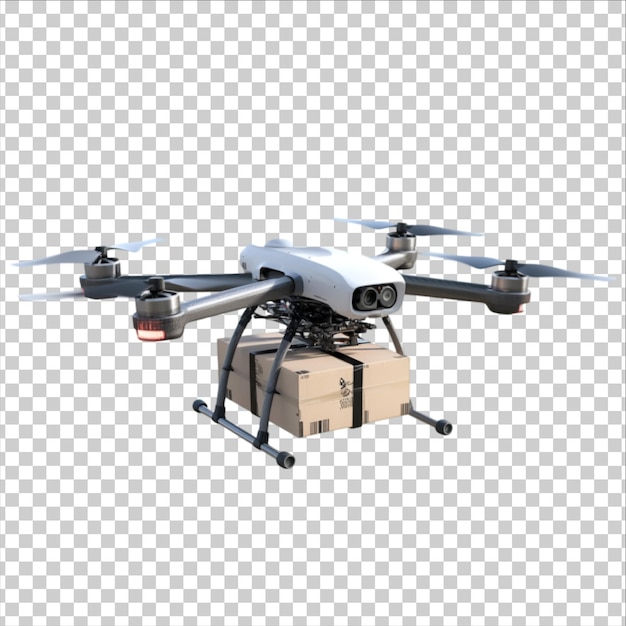 een drone met een doos aan de voorkant en de woorden a aan de onderkant