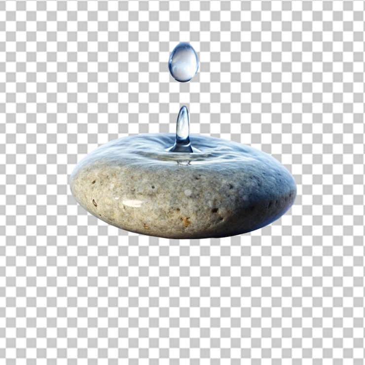 PSD een druppel water scherpt een steen op een doorzichtige achtergrond