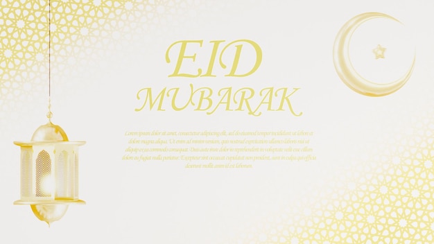 Een eid mubarak kaart met een gouden cirkel en een gouden ontwerp.