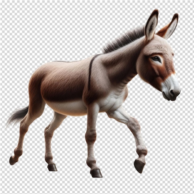 PSD een ezel wordt getoond in een foto met een bruin paard erop
