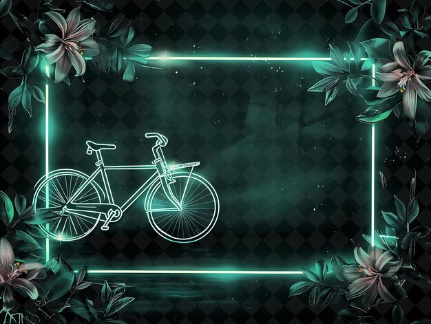 Een fiets is in het midden van een frame met bloemen en een bord dat zegt fiets