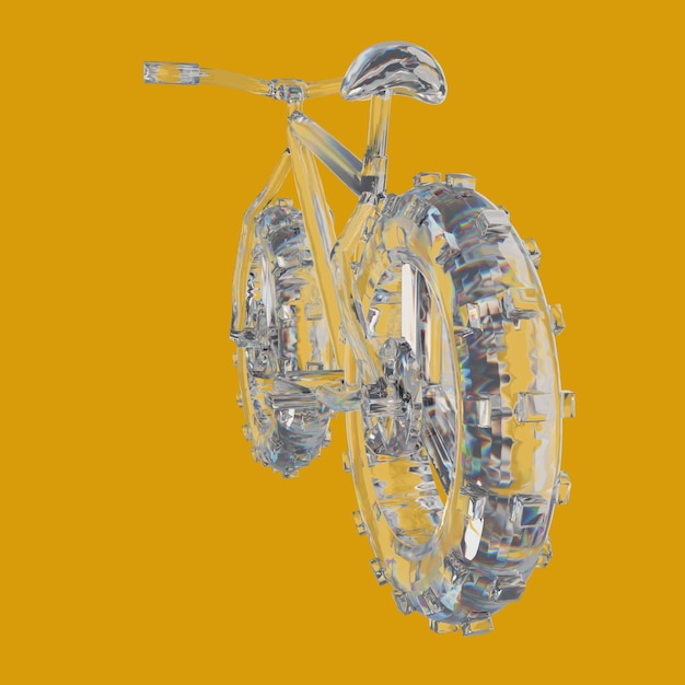 een fiets met een fiets erop die een blauw lichaam heeft