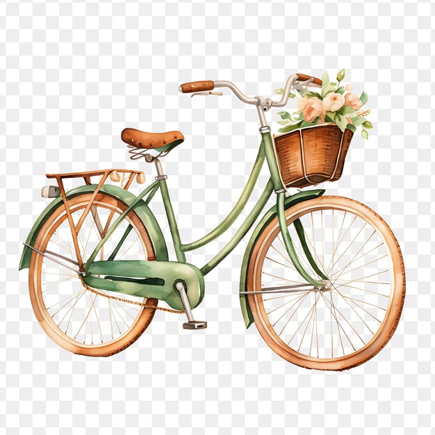 PSD een fiets met een mandje bloemen erop