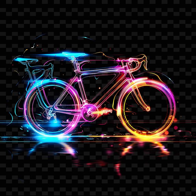 PSD een fiets met neonlichten is verlicht met een neonlicht