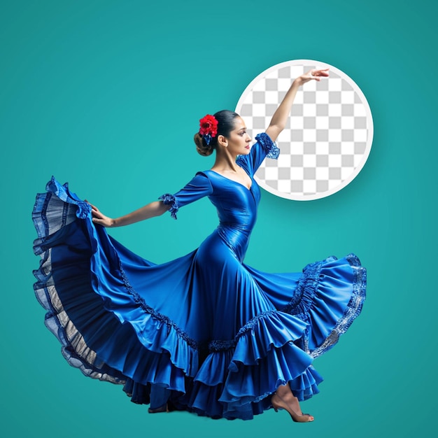 PSD een flamenco danseres in een mooie jurk op een transparante achtergrond