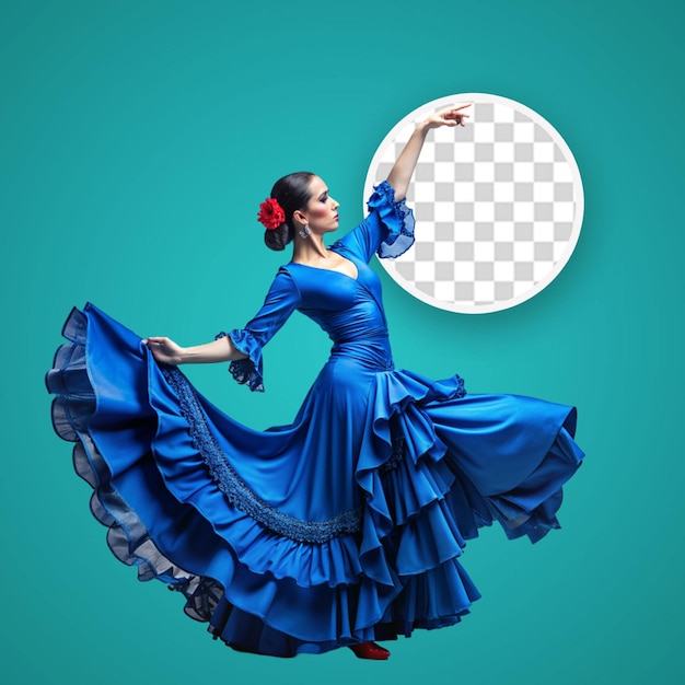 PSD een flamenco danseres in een mooie jurk op een transparante achtergrond