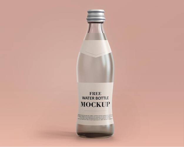 Een flesmodel psd water staat op een roze achtergrond