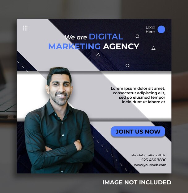 Een flyer digitale marketing webinar banner of vierkante flyer voor social media post-sjabloon