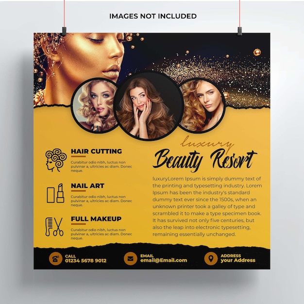 PSD een flyer voor beautyresort die te zien is.