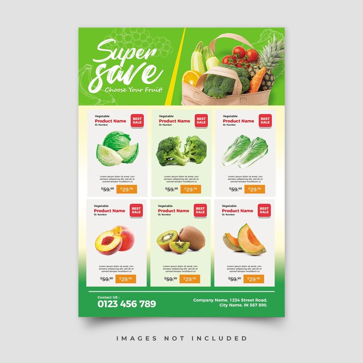 Een flyer voor superverkoop met foto's niet inbegrepen.