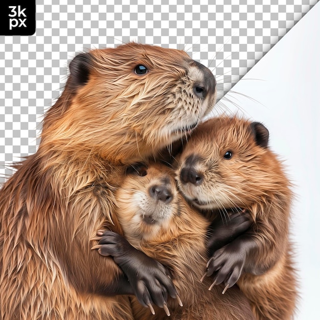 PSD een foto van een bever en zijn moeder