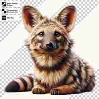 PSD een foto van een hyena die op een papier staat