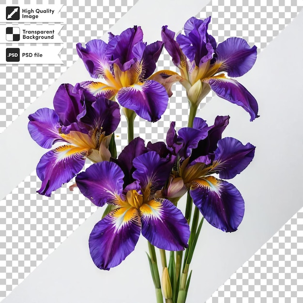 PSD een foto van een paarse iris met een foto ervan