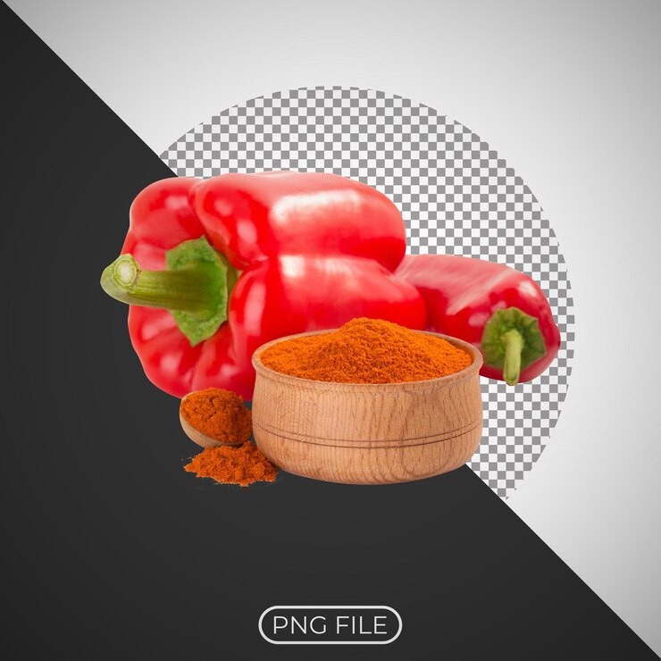 PSD een foto van een peper en een kom chili