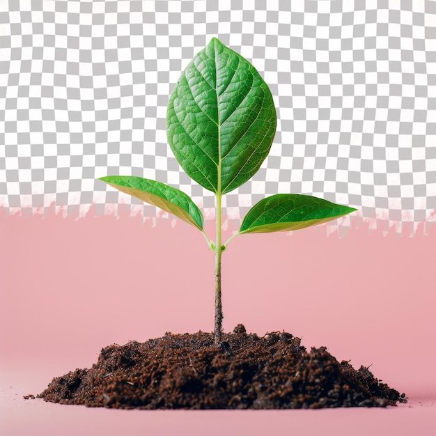 PSD een foto van een plant met een roze achtergrond met een groen blad