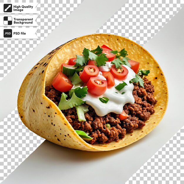 PSD een foto van een taco die zegt taco