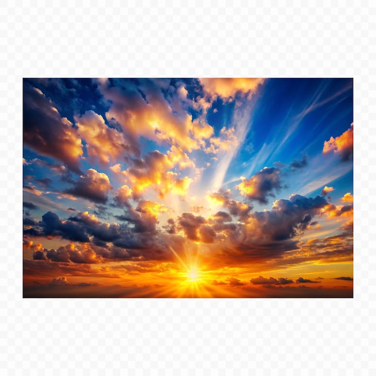 PSD een foto van een zonsondergang met wolken en de zon