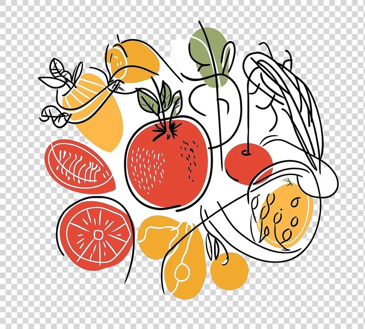 PSD een foto van fruit en groenten met de woorden fruit erop