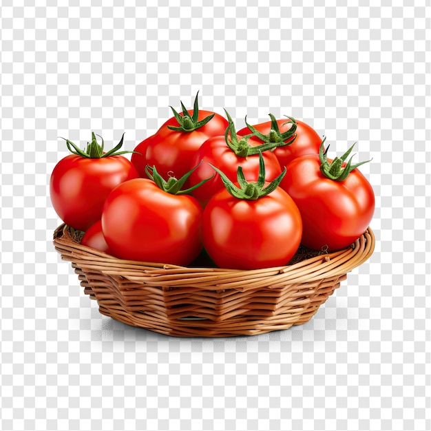 PSD een fotorealistisch beeld van een mand met tomaten op geïsoleerde op transparante achtergrond psd