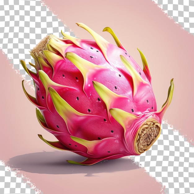 PSD een geïsoleerde dragon fruit op een transparante achtergrond die een gezond fruitconcept vertegenwoordigt