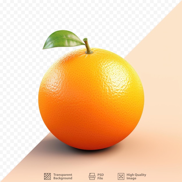 Een geïsoleerde sinaasappel op een transparante achtergrond met een uitknippad