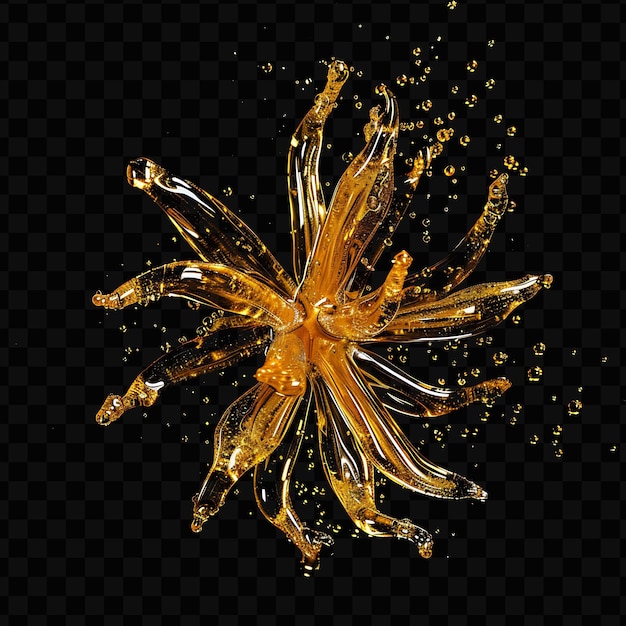 PSD een gele bloem met waterdruppels op een zwarte achtergrond
